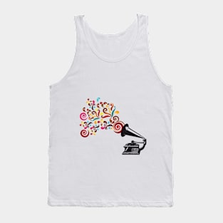 Abstract swirl background with record player Tank Top